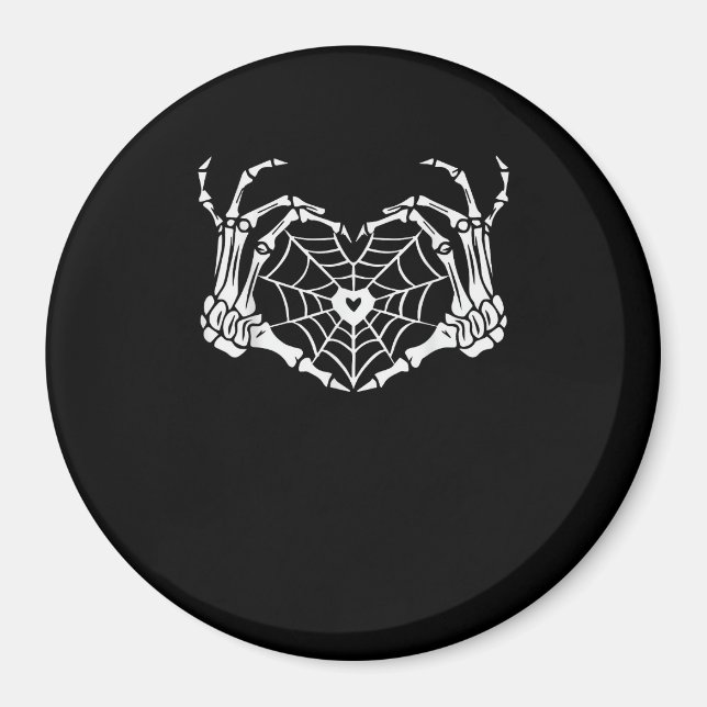 Skeleton Hand Heart Spiderweb Halloween Cobweb Magnet (Front)