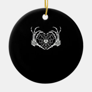 Skeleton Hand Heart Spiderweb Halloween Cobweb Par Ceramic Ornament