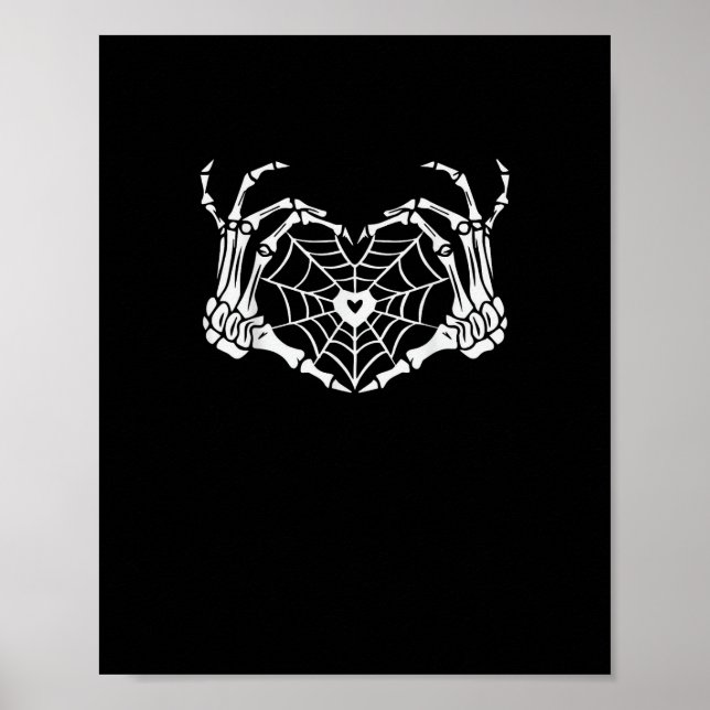 Skeleton Hand Heart Spiderweb Halloween Cobweb Poster (Front)