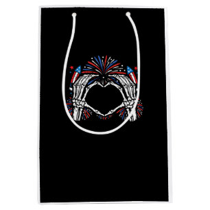 Skeleton Hand Heart USA Patriotic American Bold Medium Gift Bag