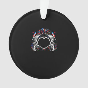 Skeleton Hand Heart USA Patriotic American Bold  Ornament
