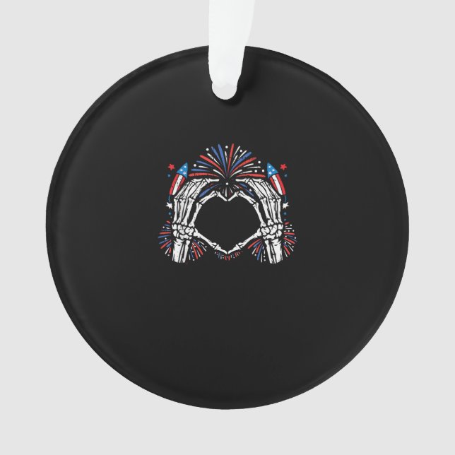 Skeleton Hand Heart USA Patriotic American Bold  Ornament (Front)
