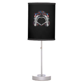 Skeleton Hand Heart USA Patriotic American Bold Table Lamp