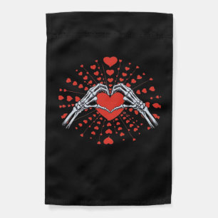 Skeleton Hand Heart Valentines Day Funny 2025 Hear Garden Flag