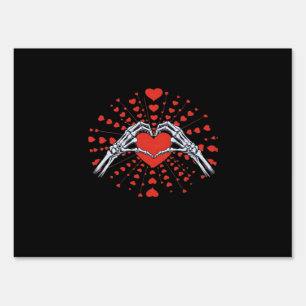 Skeleton Hand Heart Valentines Day Funny 2025 Hear Sign