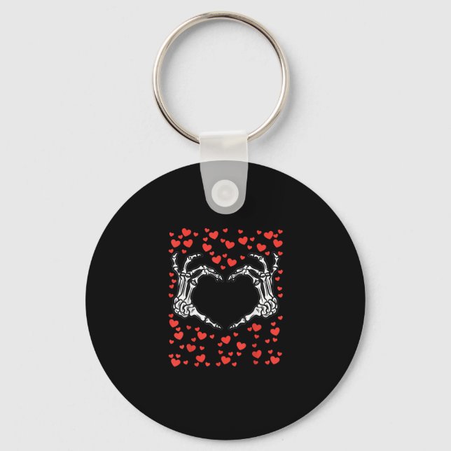Skeleton Hand Heart Valentines Day Funny Classic Keychain (Front)
