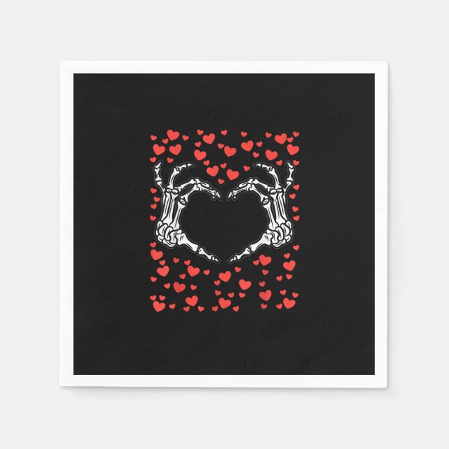 Skeleton Hand Heart Valentines Day Funny Classic Napkins (Front)