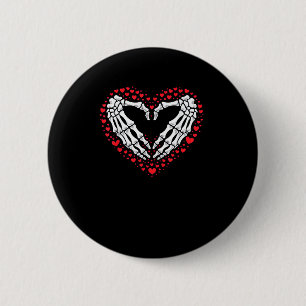 Skeleton Hand Heart Valentines Day Funny Couple Button