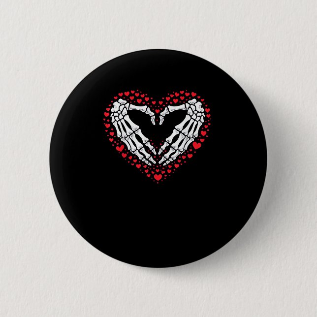 Skeleton Hand Heart Valentines Day Funny Couple Button (Front)