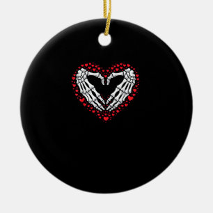 Skeleton Hand Heart Valentines Day Funny Couple Ceramic Ornament