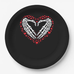 Skeleton Hand Heart Valentines Day Funny Couple Cu Paper Plates