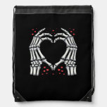Skeleton Hand Heart Valentines Day Funny Couple Drawstring Bag