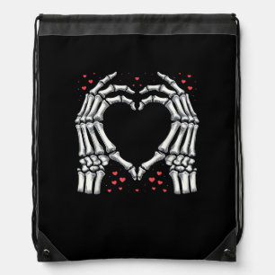 Skeleton Hand Heart Valentines Day Funny Couple Drawstring Bag