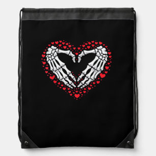 Skeleton Hand Heart Valentines Day Funny Couple Drawstring Bag