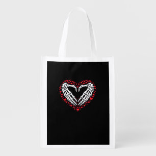 Skeleton Hand Heart Valentines Day Funny Couple Grocery Bag