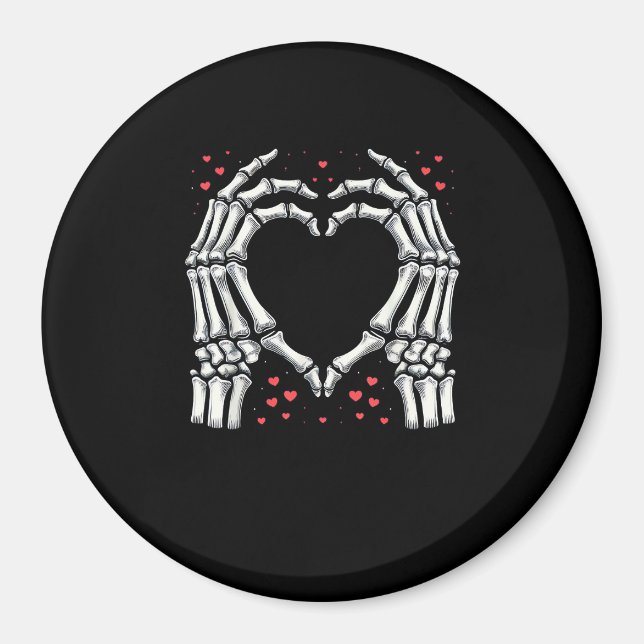 Skeleton Hand Heart Valentines Day Funny Couple Magnet (Front)