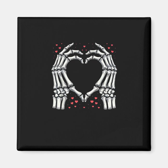 Skeleton Hand Heart Valentines Day Funny Couple Magnet (Front)