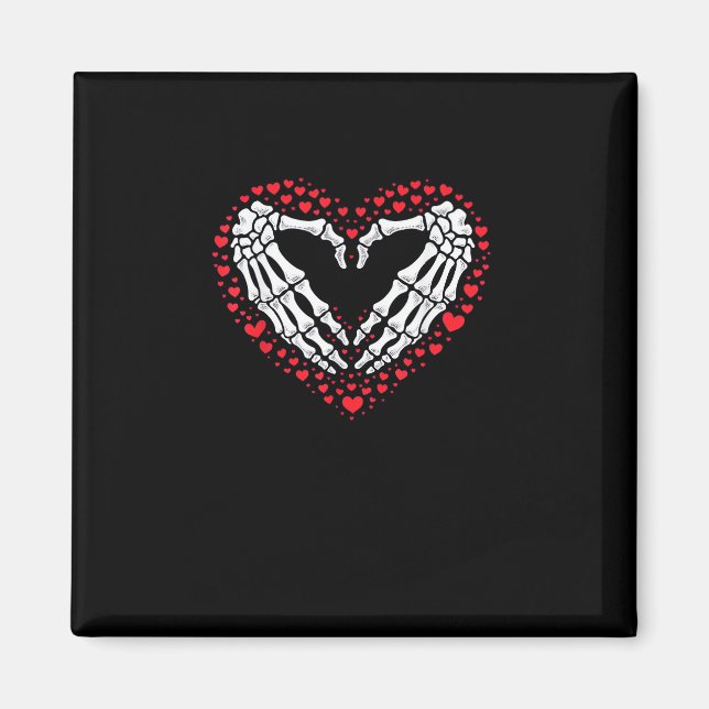 Skeleton Hand Heart Valentines Day Funny Couple Magnet (Front)