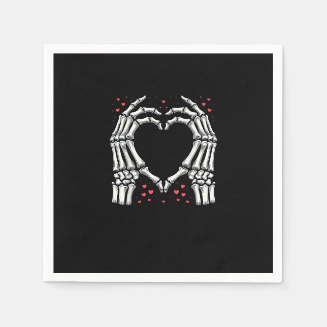 Skeleton Hand Heart Valentines Day Funny Couple Napkins (Front)