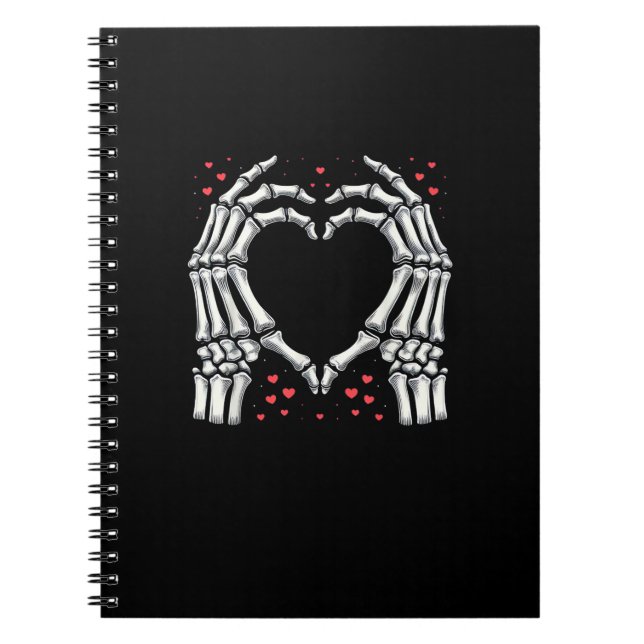 Skeleton Hand Heart Valentines Day Funny Couple Notebook (Front)