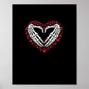 Skeleton Hand Heart Valentines Day Funny Couple Poster