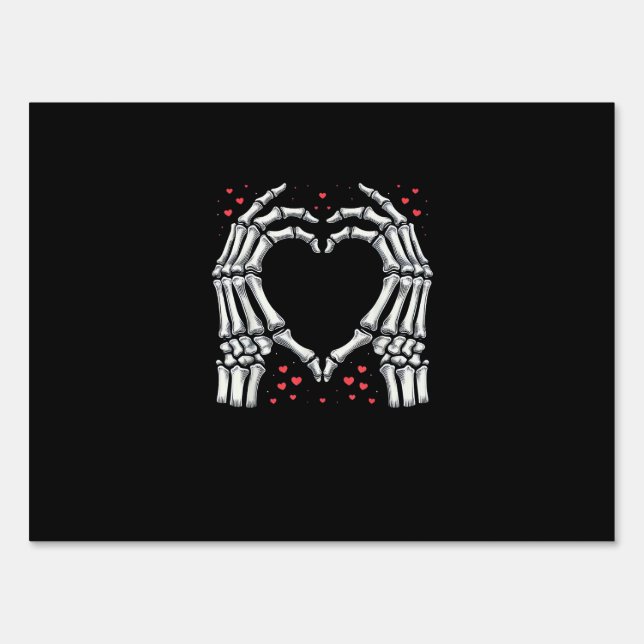 Skeleton Hand Heart Valentines Day Funny Couple Sign (Front)