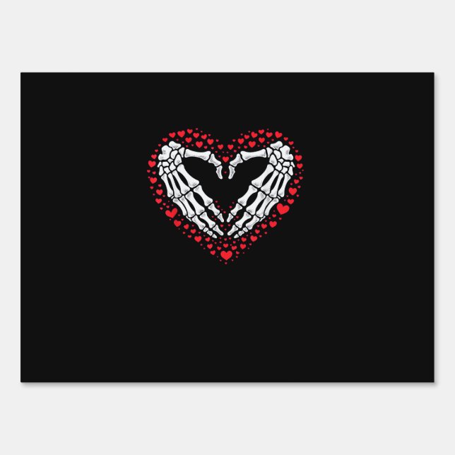 Skeleton Hand Heart Valentines Day Funny Couple Sign (Front)