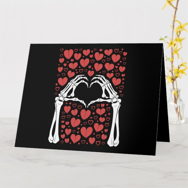 Skeleton Hand Heart Valentines Day Funny Love Card (Yellow Flower)