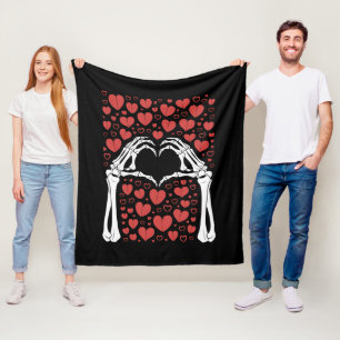 Skeleton Hand Heart Valentines Day Funny Love Fleece Blanket