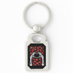 Skeleton Hand Heart Valentines Day Funny Love Keychain
