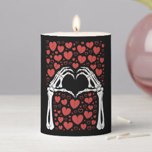 Skeleton Hand Heart Valentines Day Funny Love Pillar Candle