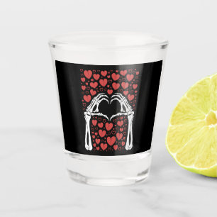Skeleton Hand Heart Valentines Day Funny Love Shot Glass