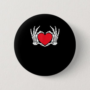 Skeleton Hand Heart Valentines Day Funny Meme Button