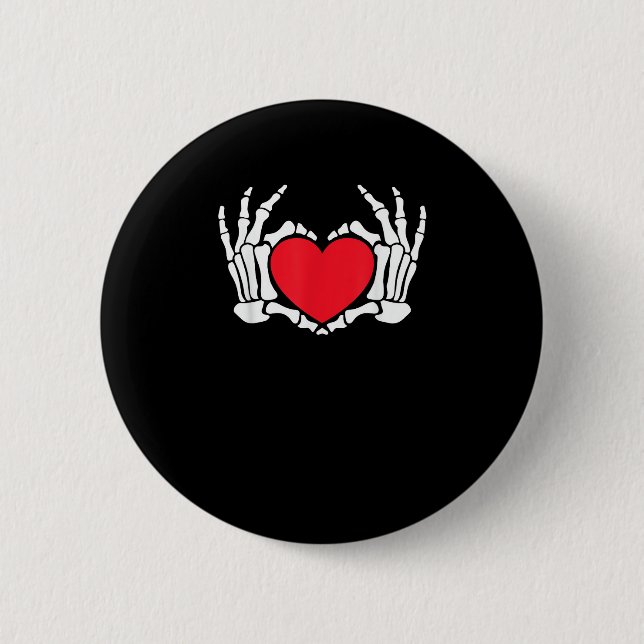 Skeleton Hand Heart Valentines Day Funny Meme Button (Front)