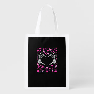 Skeleton Hand Heart Valentines Day Funny Viral Grocery Bag