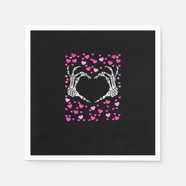 Skeleton Hand Heart Valentines Day Funny Viral Napkins (Front)