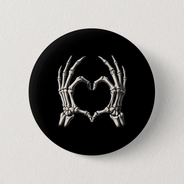Skeleton Hand Heart Xray Retro Funny Halloween Cos Button (Front)