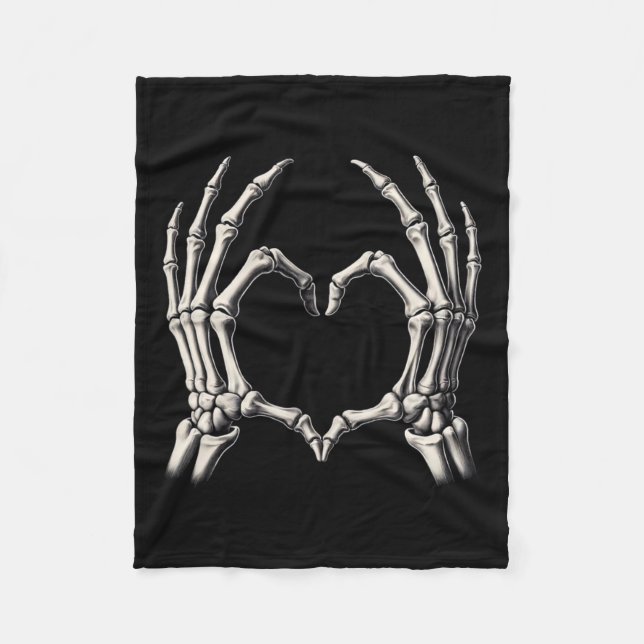 Skeleton Hand Heart Xray Retro Funny Halloween Cos Fleece Blanket (Front)