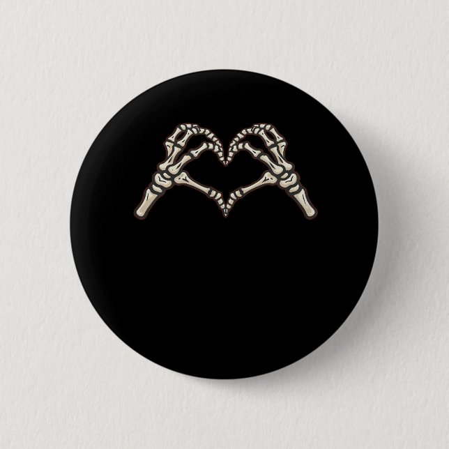 Skeleton Hand Hearts Design Button (Front)