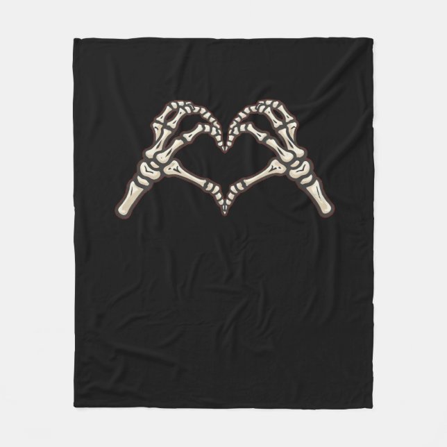 Skeleton Hand Hearts Design Fleece Blanket (Front)