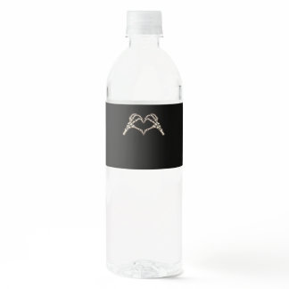 Skeleton Hand Hearts Design Water Bottle Label