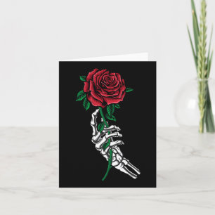 Skeleton Hand Holding A Red Rose Pocket Halloween  Card