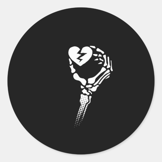 Skeleton Hand Holding Heart Simple Expression Classic Round Sticker (Front)