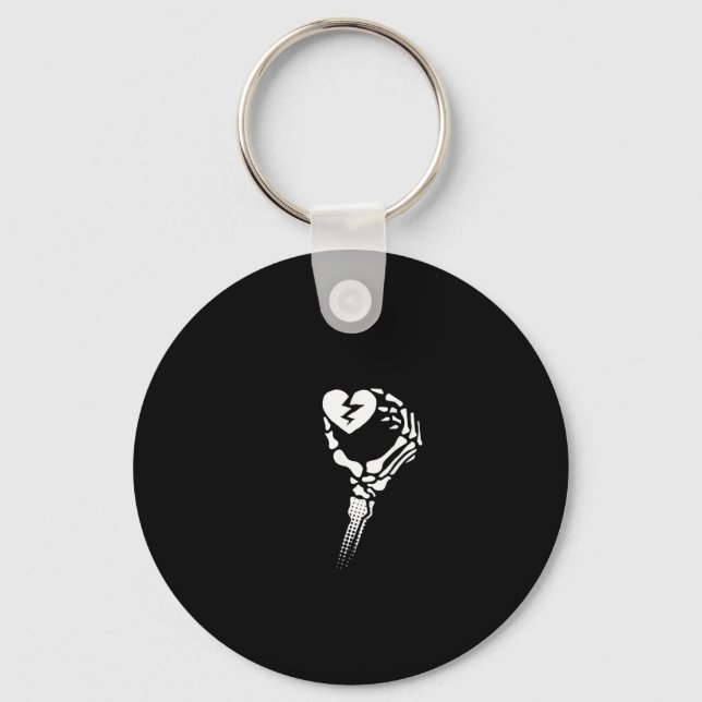 Skeleton Hand Holding Heart Simple Expression Keychain (Front)