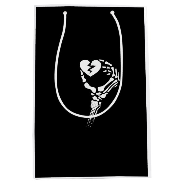 Skeleton Hand Holding Heart Simple Expression Medium Gift Bag (Front)