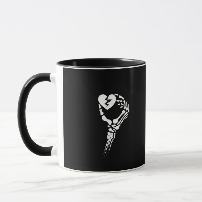 Skeleton Hand Holding Heart Simple Expression Mug (Left)