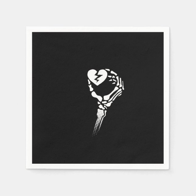 Skeleton Hand Holding Heart Simple Expression Napkins (Front)