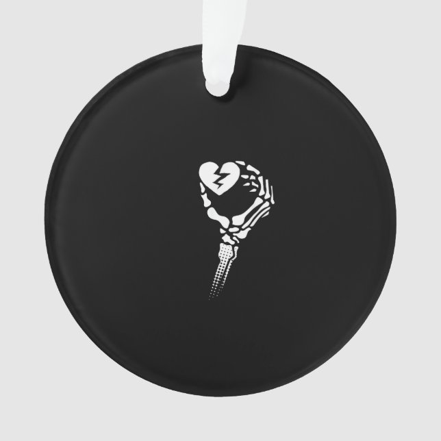 Skeleton Hand Holding Heart Simple Expression Ornament (Front)