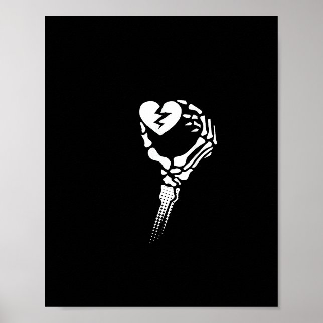 Skeleton Hand Holding Heart Simple Expression Poster (Front)
