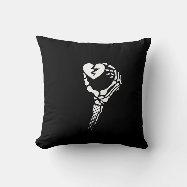 Skeleton Hand Holding Heart Simple Expression Throw Pillow (Front)